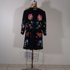 OMUSA BOUCLE AND EMBROIDERED CAR COAT